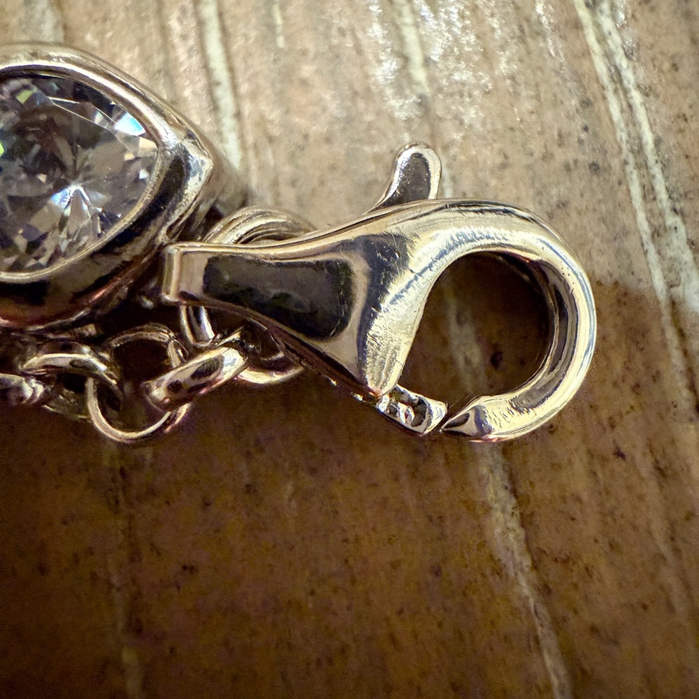 Sterling Silver CZ Charm Bracelet for small wrist - Picture 6 of 10